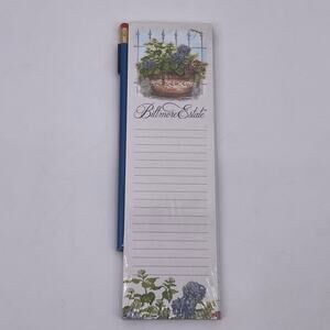 Biltmore Estate Magnetic Note Pad and Magnet Pencil Flowers Lined Paper NEW